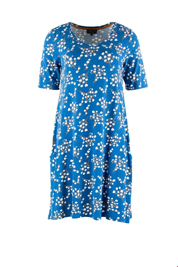 Blauwe Jurk Met Steekzakken | Zilch Dress V-Neck Wide Blossom Jeans