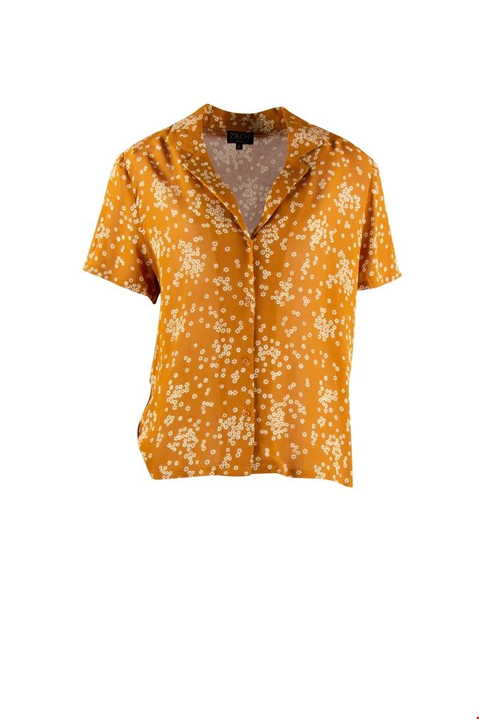 Bruine Blouse Met Korte Mouwen | Zilch Blouse Short Sleeve Daisy Rust