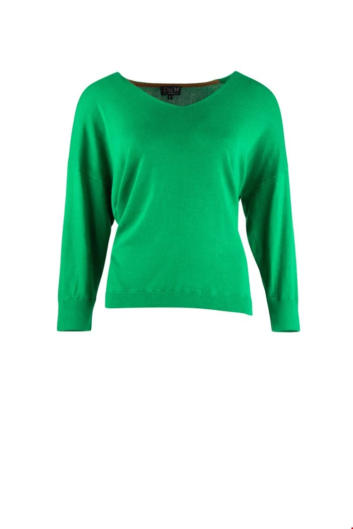 Groene Top Met Lange Mouw | Zilch Sweater V-Neck Apple