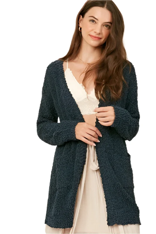 Dames Chunky Open Cardigan Popcorn Textuur Zachte Brei