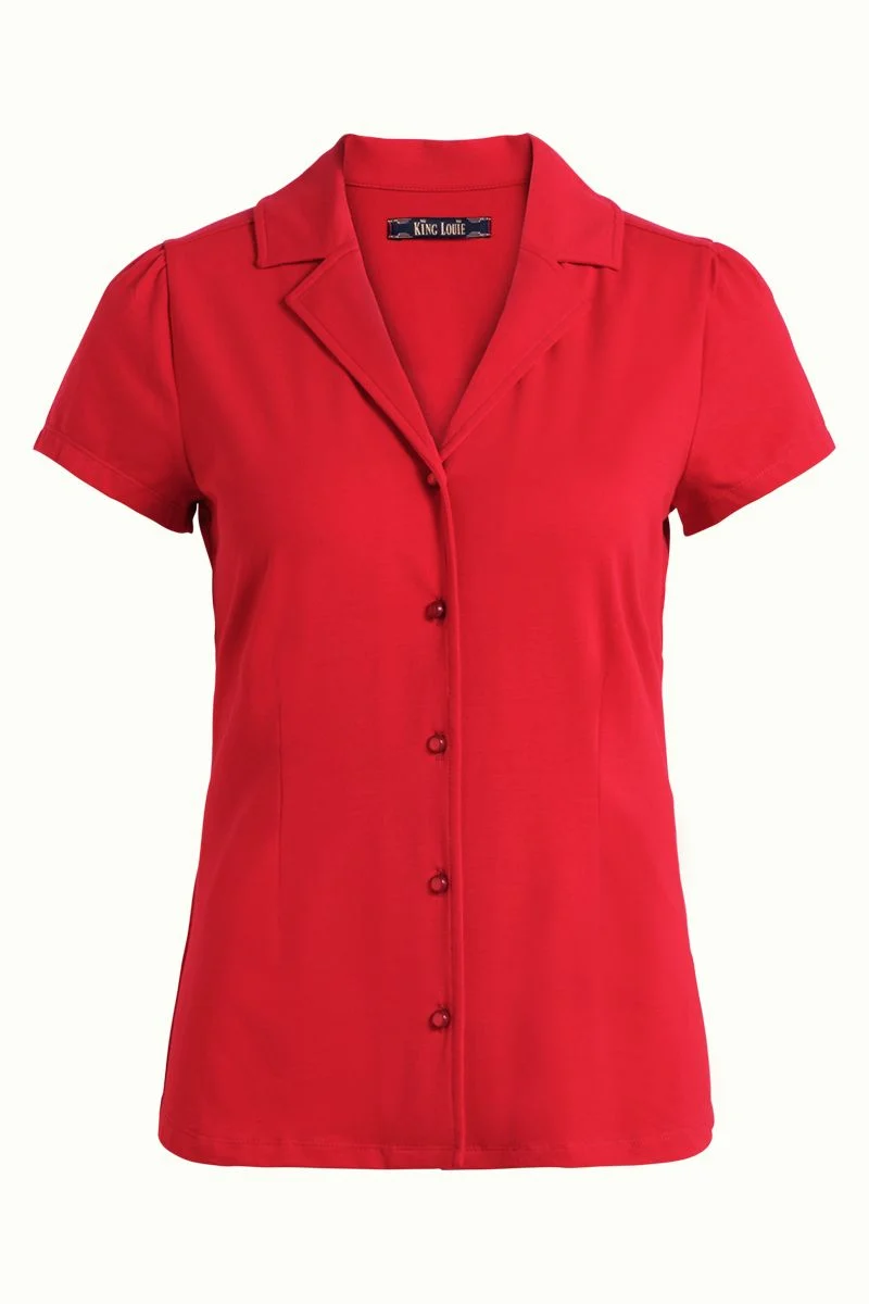 King Louie Patty Blouse Cotton Lycra Light Chili Red