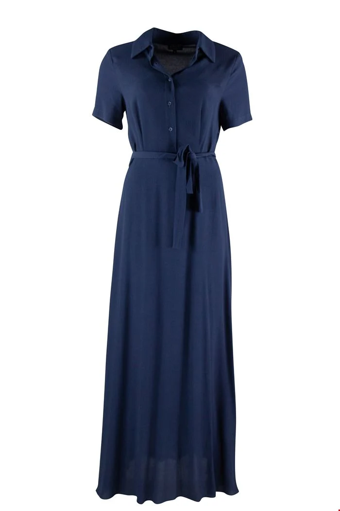 Blauwe Lange Jurk Gemaakt Van Viscose | Zilch Dress Long Navy