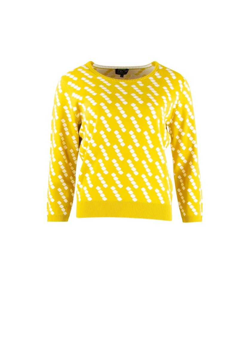 Geel Gebreide Trui Van Katoen | Zilch Sweater Blocks Honey