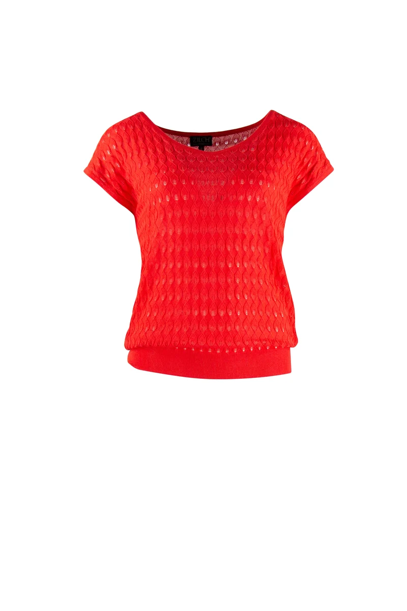 Rode Fijngebreide Top | Zilch Top V-Neck Lipstick