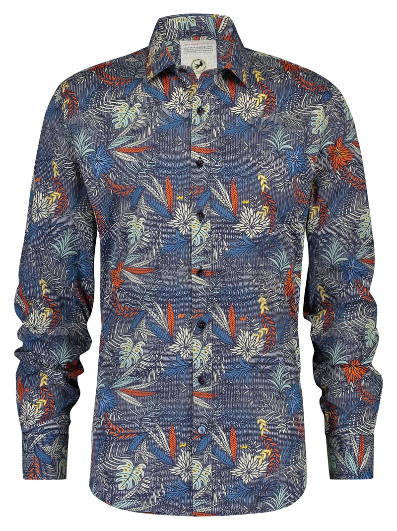 A Fish Named Fred Shirt Check Leaves Blue Multicolour