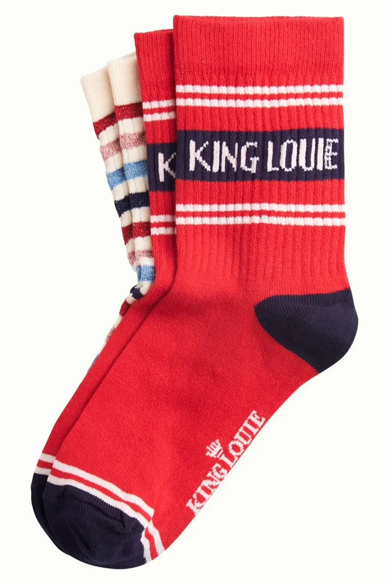 2 Paar Sokken van Bamboe | King Louie Socks 2 Pack KL Logo Chilli Red
