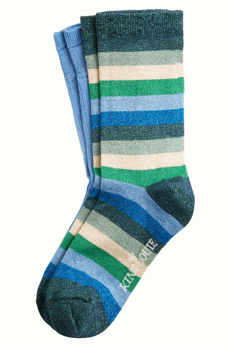 2 Paar blauwe Sokken | King Louie Socks 2 Pack Campania Dragonfly Green