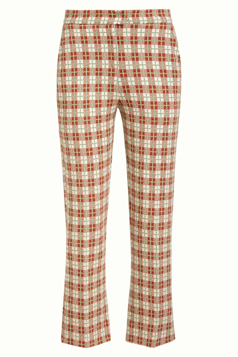 Retro broek | King Louie luz cropped pants feliz check brunette brown