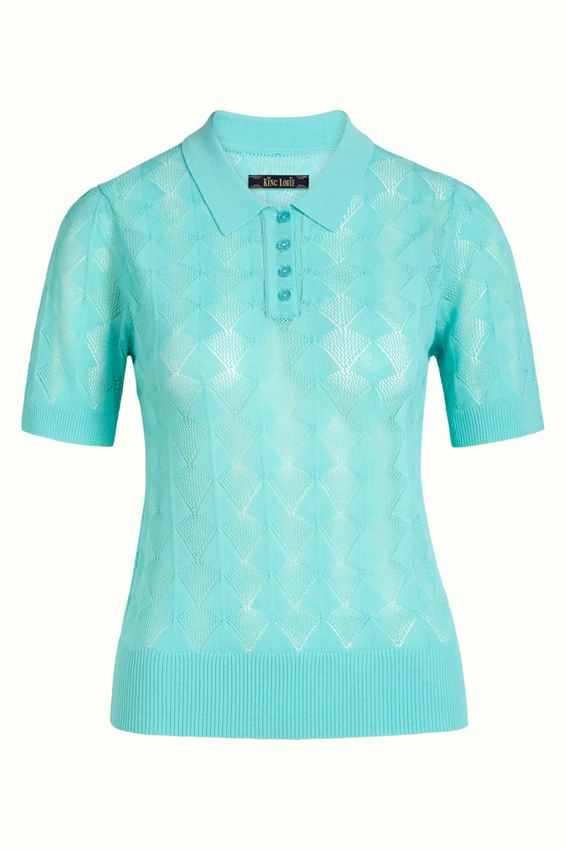 Blauwe top met kraag | King Louie polo top moonstone emerald blue