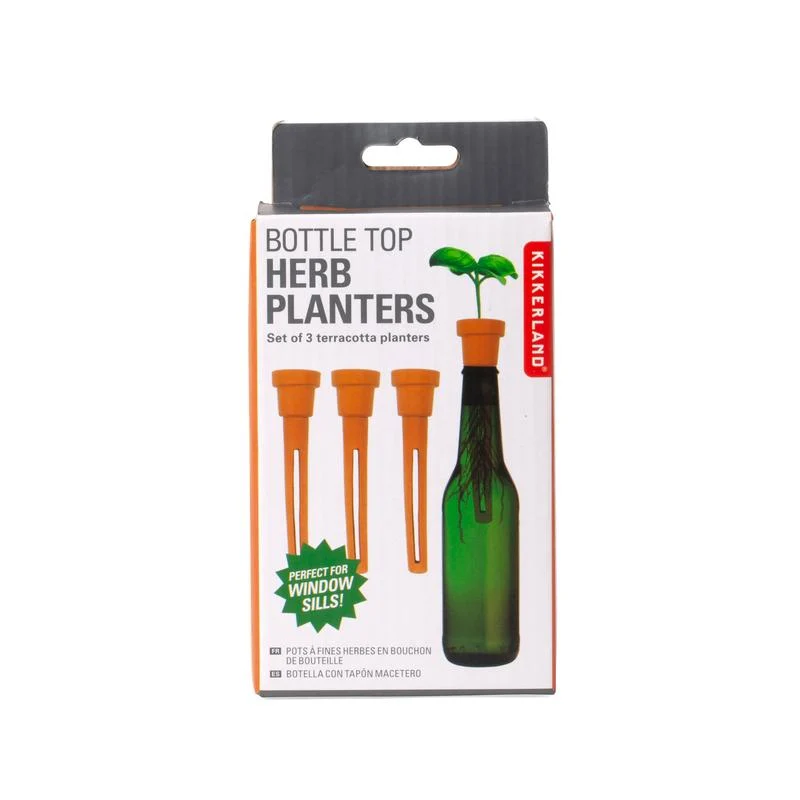 Kikkerland bottle top herb planters