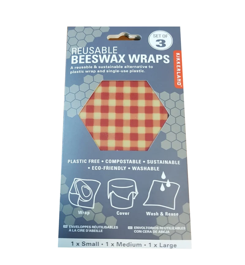 Kikkerland reusable beeswax wraps gingham