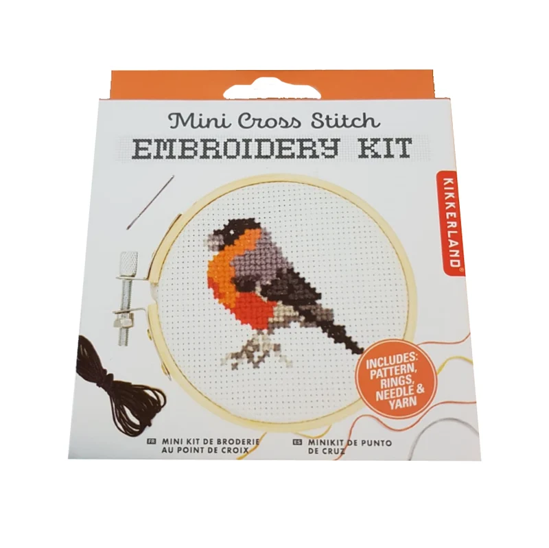 Kikkerland mini cross stitch embroidery kit bird