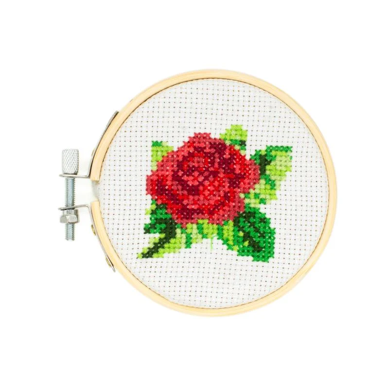 Kikkerland mini cross stitch embroidery kit rose