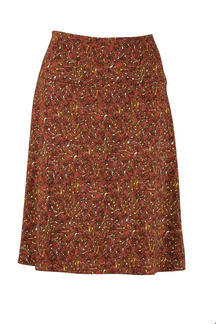 Rok van duurzame viscose | Zilch wide skirt leaves wood