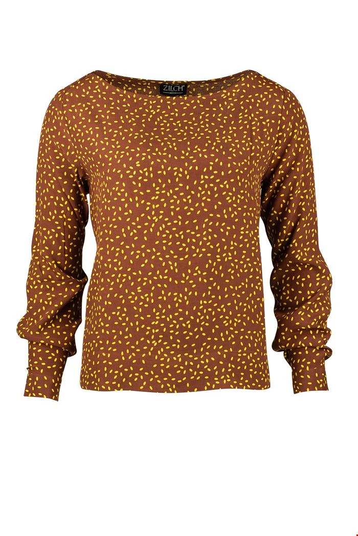 Bruine top van soepele viscose | Zilch top rice wood
