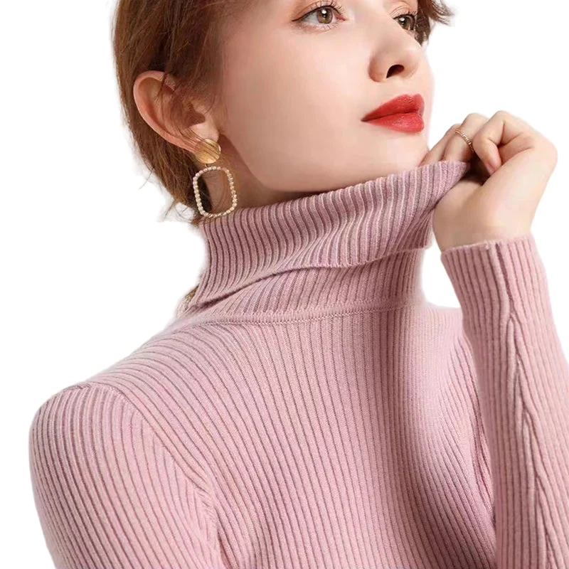 Dames Turtleneck Trui Gebreid Gestreept Lange Mouwen Herfst Winter