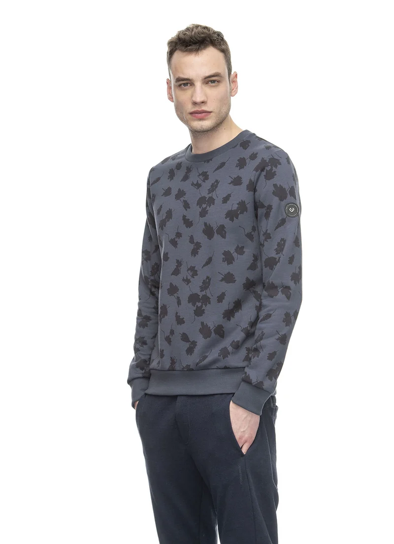 Donkergrijze trui met bladeren print | Ragwear Sweatshirt flower anthracite
