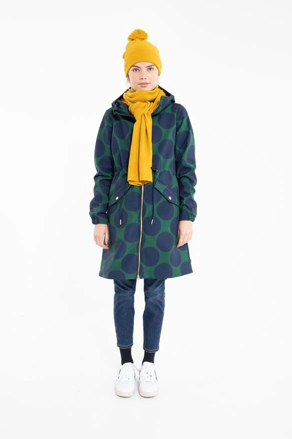Jas met strikkoord in de taille | Danefae Marianne softshell dark army dark navy