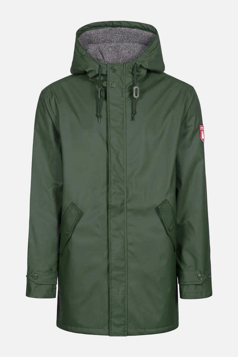 Groene heren regenjas | Derbe trek cozy olive