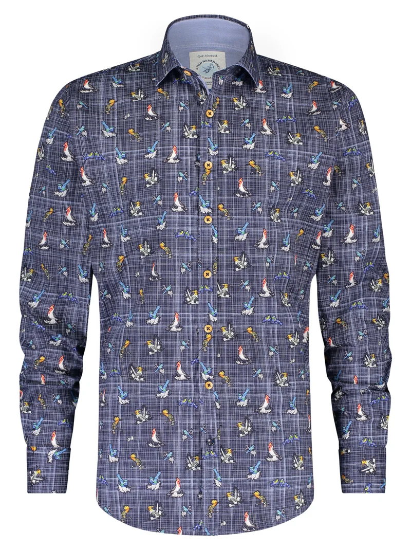 Shirt met knoopsluiting | A Fish Named Fred shirt dutch birds white optical white