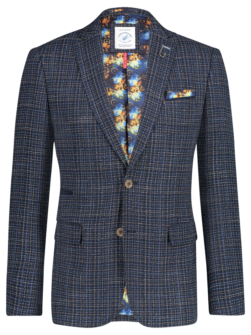 Blauwe geweven blazer | A Fish Named Fred blazer heavy woven blue