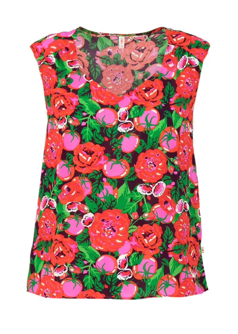 Top met diamantvormige hals | Blutsgeschwister burning heart blousetop hot house