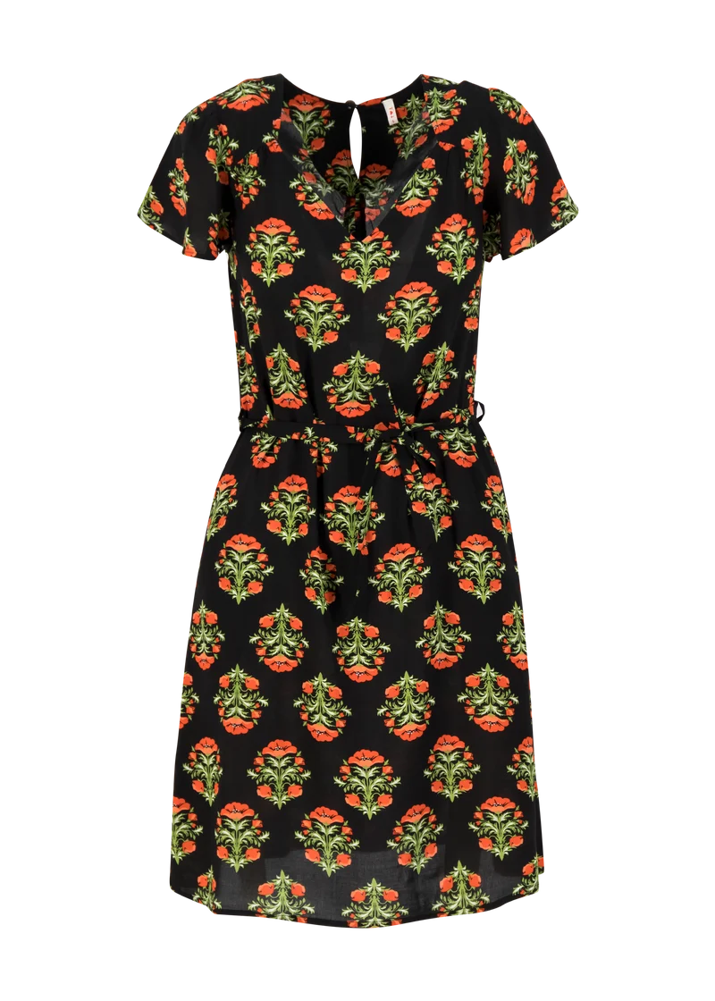 Zwarte jurk met bloemenprint | Blutsgeschwister dansen met anni dress laatste lieve