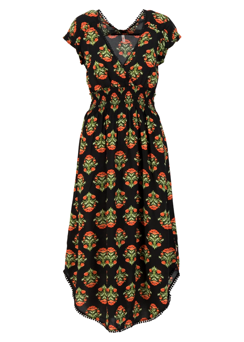Zwarte jurk met bloemenprint | Blutsgeschwister sunflowers field robe laatste lieve