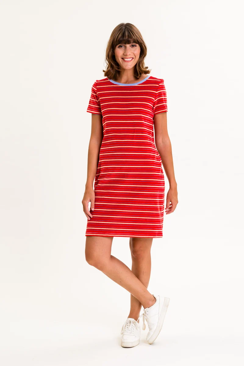 Rood gestreepte jurk | UVR Connected FE Elinina red