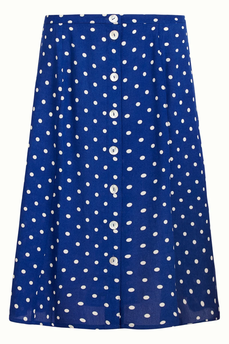 Blauwe rok met doorknoopsluiting | King Louie Juno button skirt pablo midnight