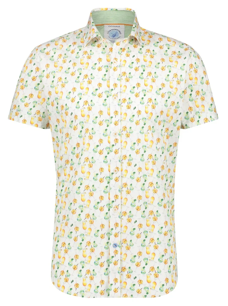 Vrolijk overhemd met cocktail print | A fish named Fred shirt cocktails white multicolour