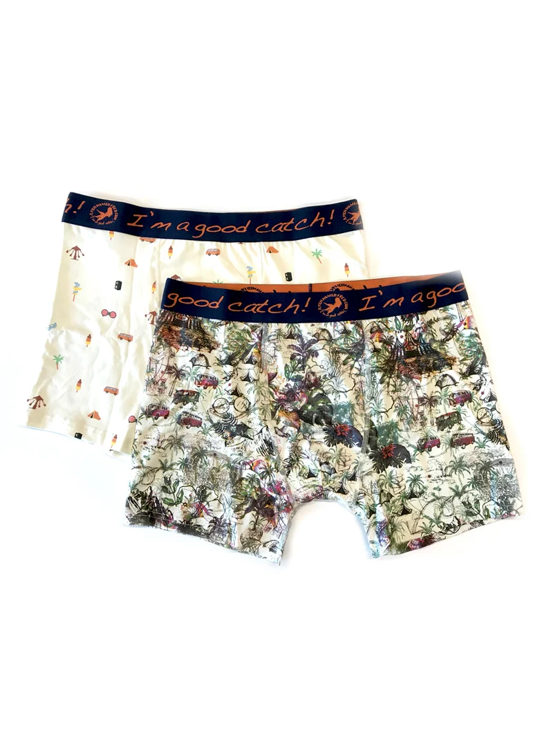 Boxershorts met festival thema | A fish named Fred boxer 2-pack festival white