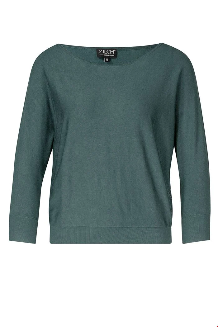 Blauwe comfortabele top | Zilch top batsleeve porcelain