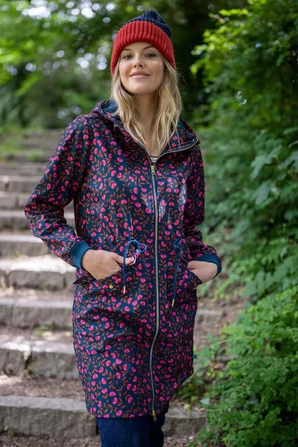 Lange jas met tweeweg rits | Danefae Marianne softshell dusty navy fleuri