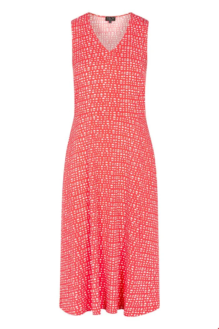 Rode mouwloze jurk | Zilch dress midi pebbles blossom