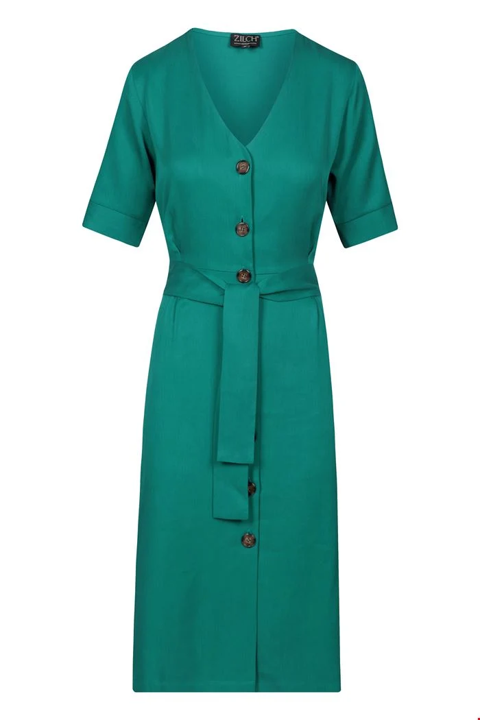 Jurk met knoopsluiting | Zilch dress buttons emerald