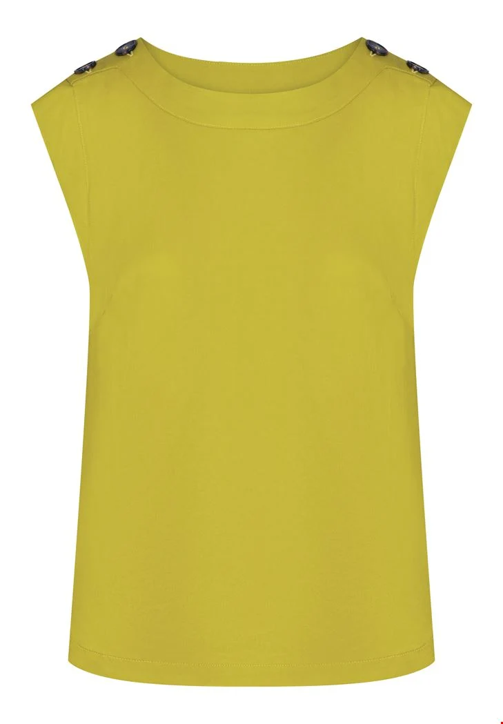 Gele top van tencel | Zilch top buttons lime