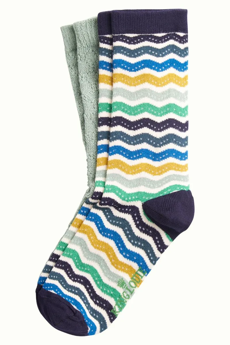 2 Paar Sokken In Blauw En Met Zigzagprint | King Louie Socks 2 Pack Sassy Blue