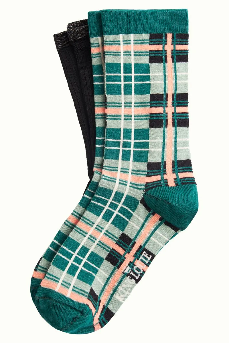 King Louie Socks 2 Pack Soleil Check Para Green