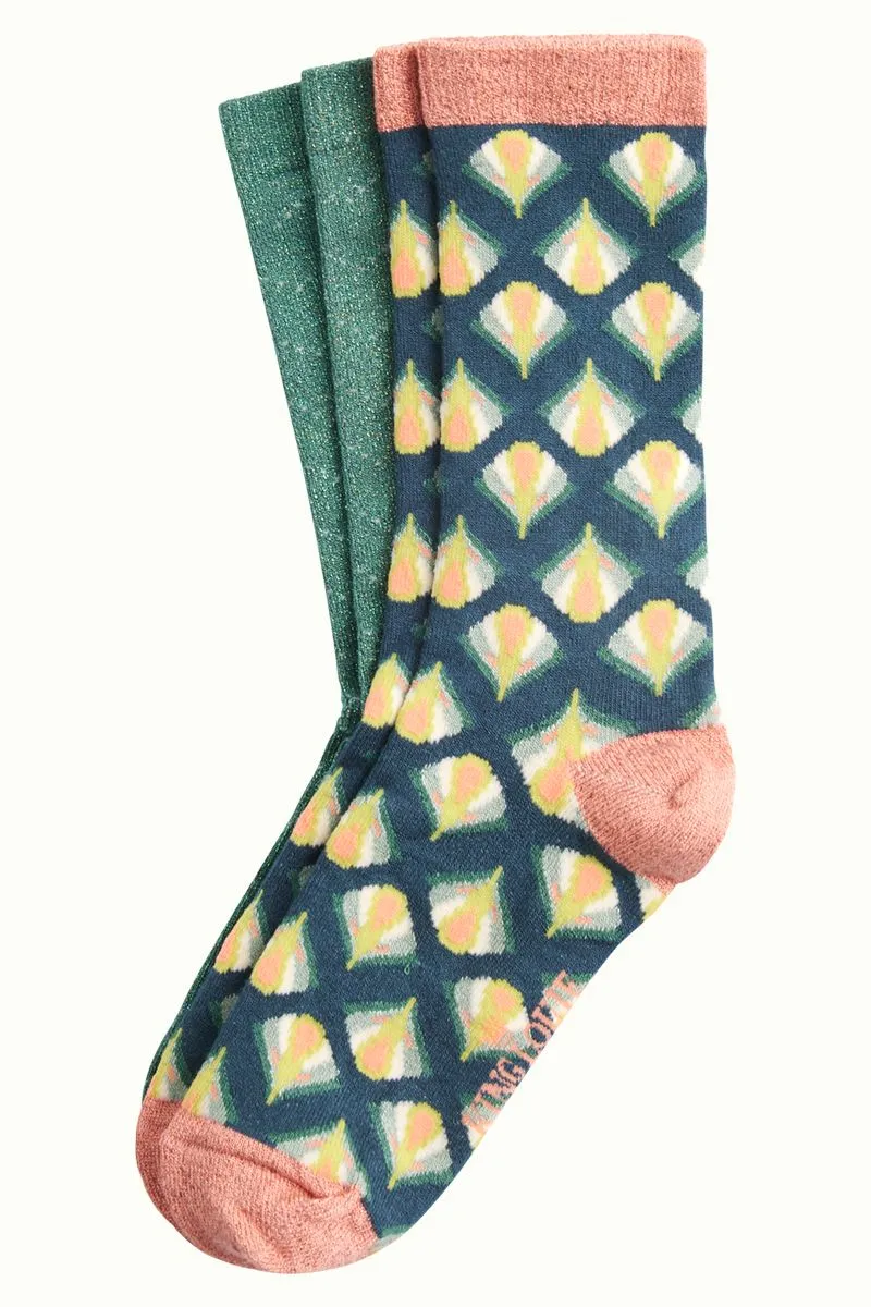 2 Paar Sokken Van Comfortabele Bamboe | King Louie Socks 2 Pack Namaste Dragonfly Green