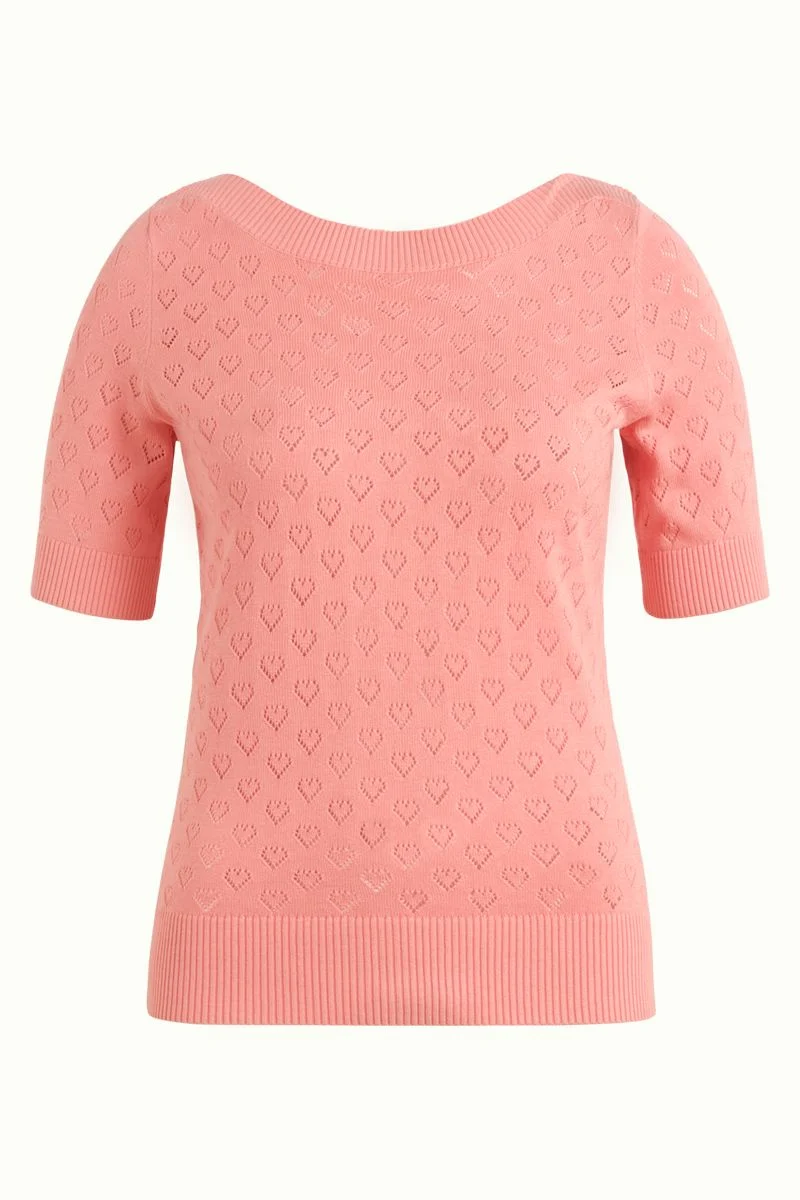 King Louie Audrey Top Heart Ajour Powder Pink