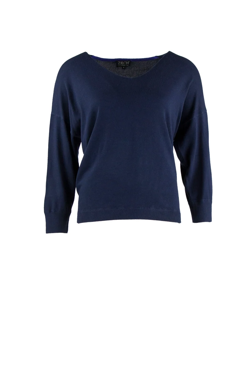 Blauwe Top Met V-Hals | Zilch Sweater V-Neck Navy