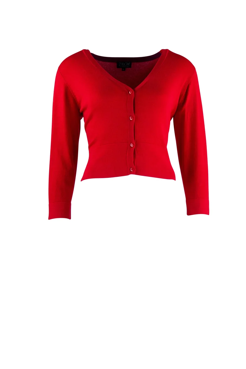 Rood Vest Met V-Hals | Zilch Cardigan Short Lipstick