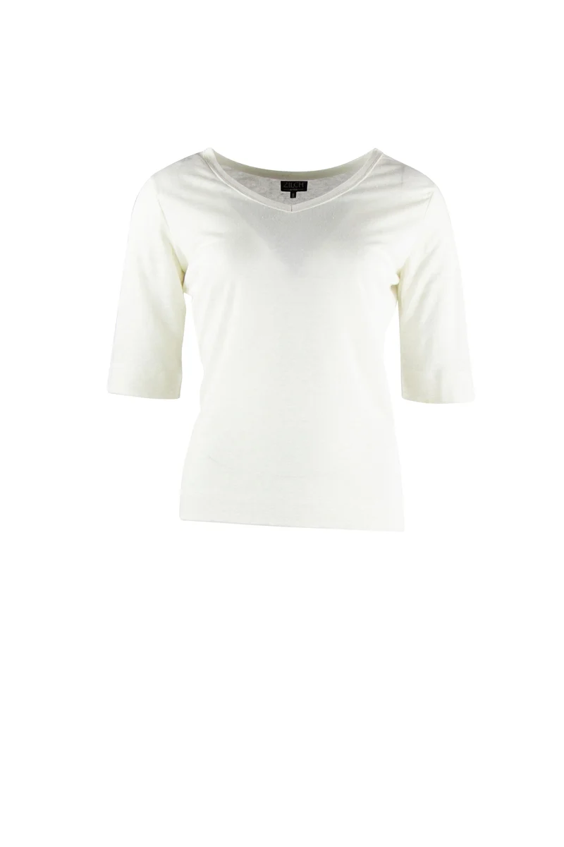 Wit T-Shirt van Linnen | Zilch Reversible Top Off White