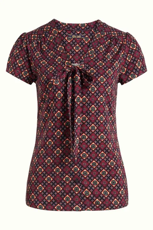 King Louie Bow Blouse Lisboa Night Sky Blue
