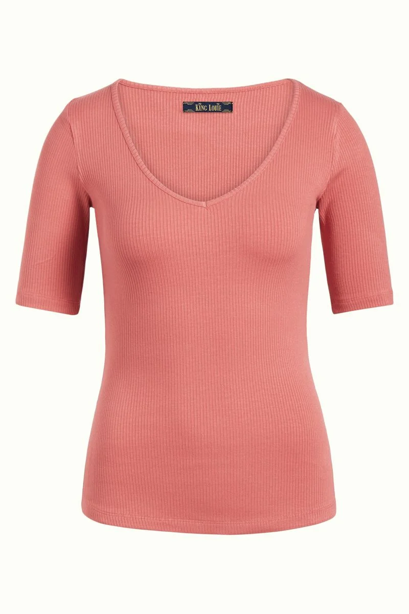 King Louie Carice V Top Rib Tencel Dusty Rose