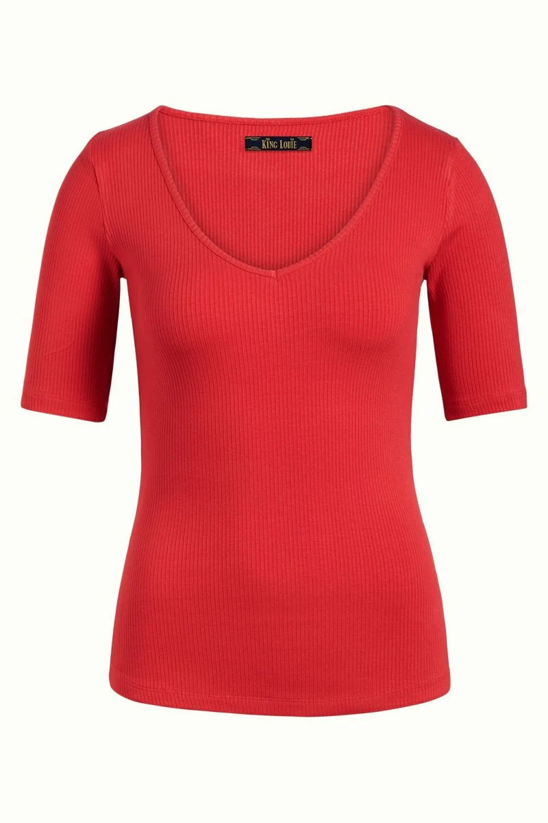 King Louie Carice V Top Rib Tencel Apple Pink