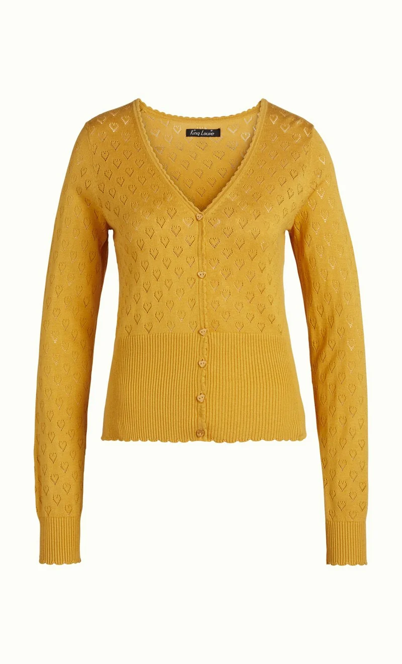King Louie Cardi V Heart Ajour Honey Yellow