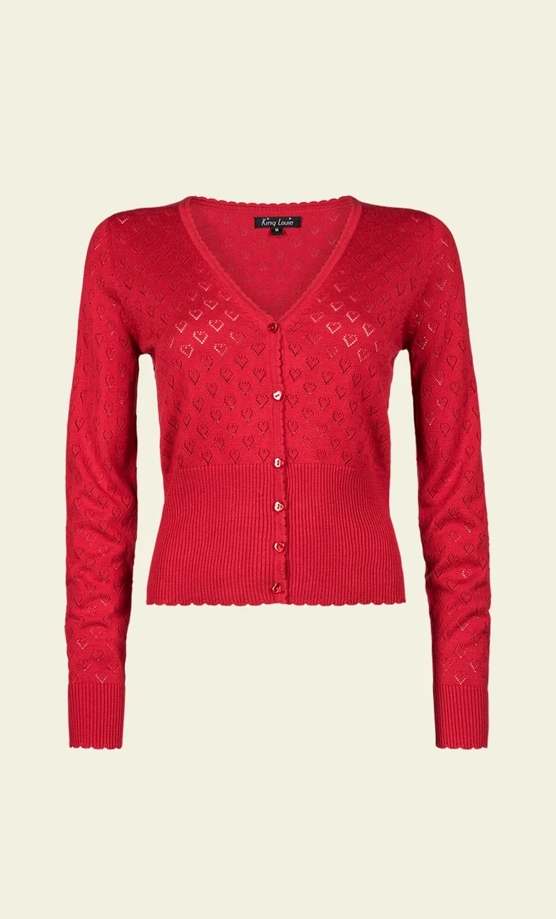 King Louie Cardi V Heart Ajour Red