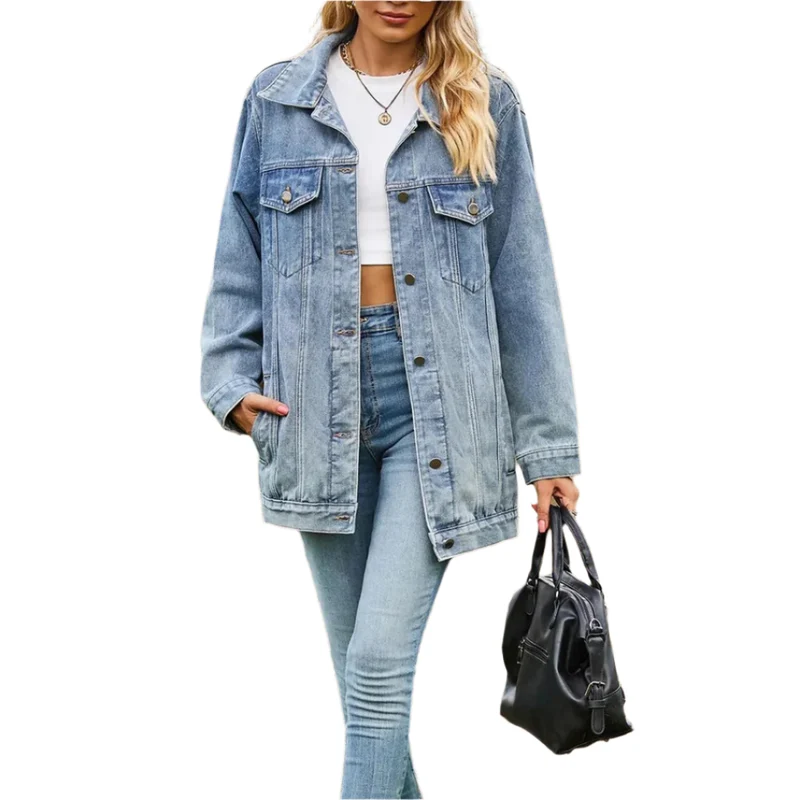 Dames Denimstijl Jas – Klassiek Ontwerp